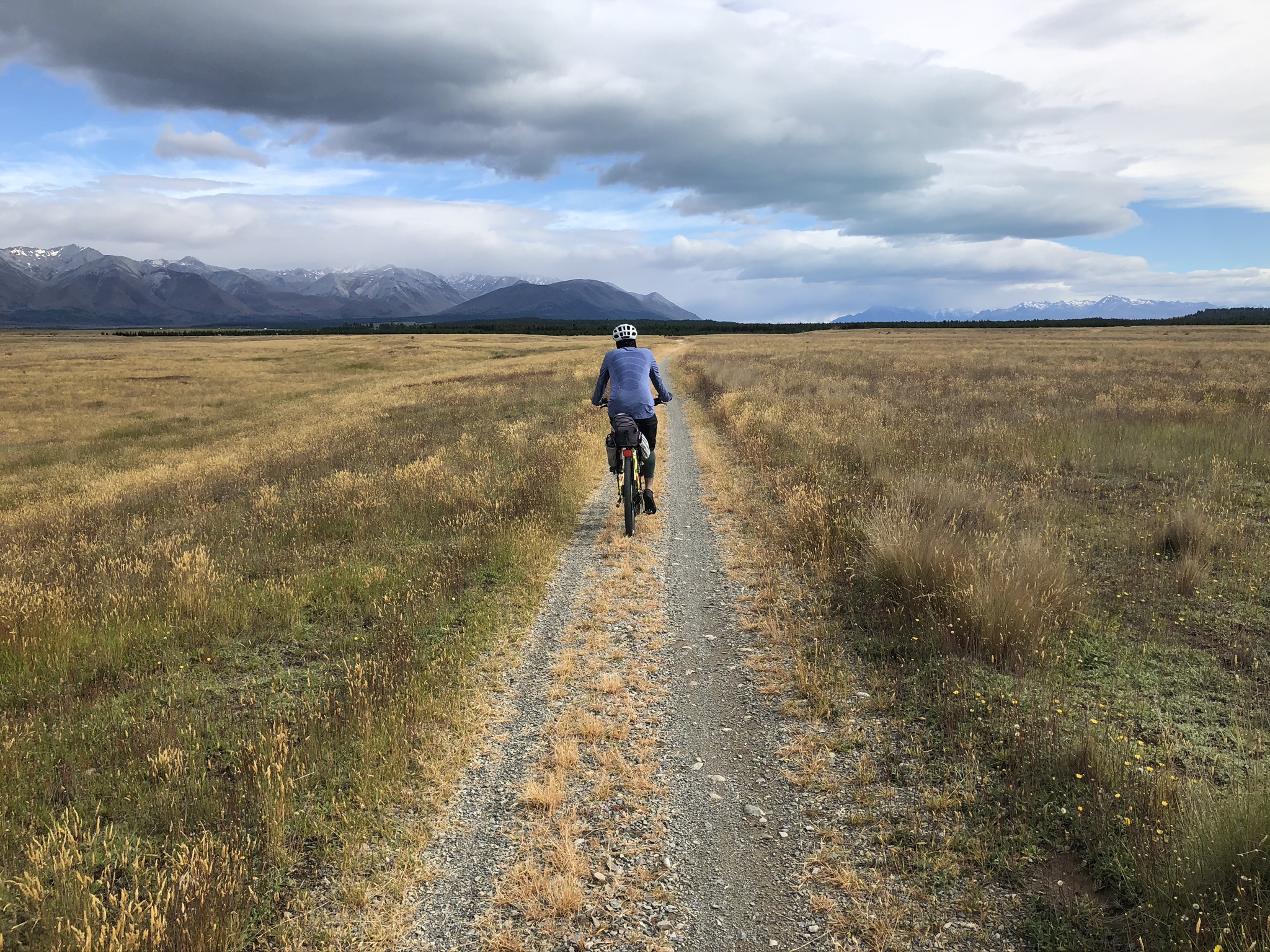 Jd riding along the Pukaki flats