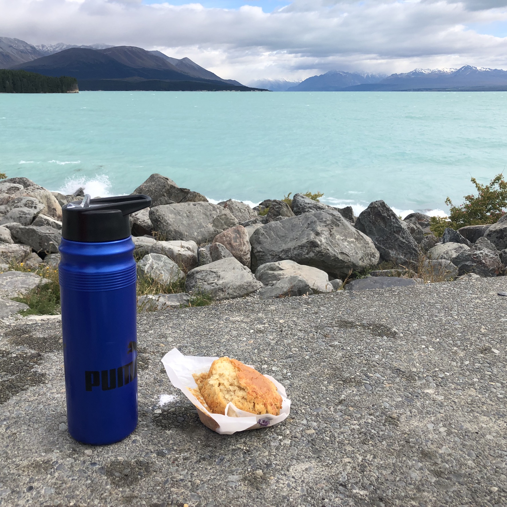 A muffin break at Lake Pukaki