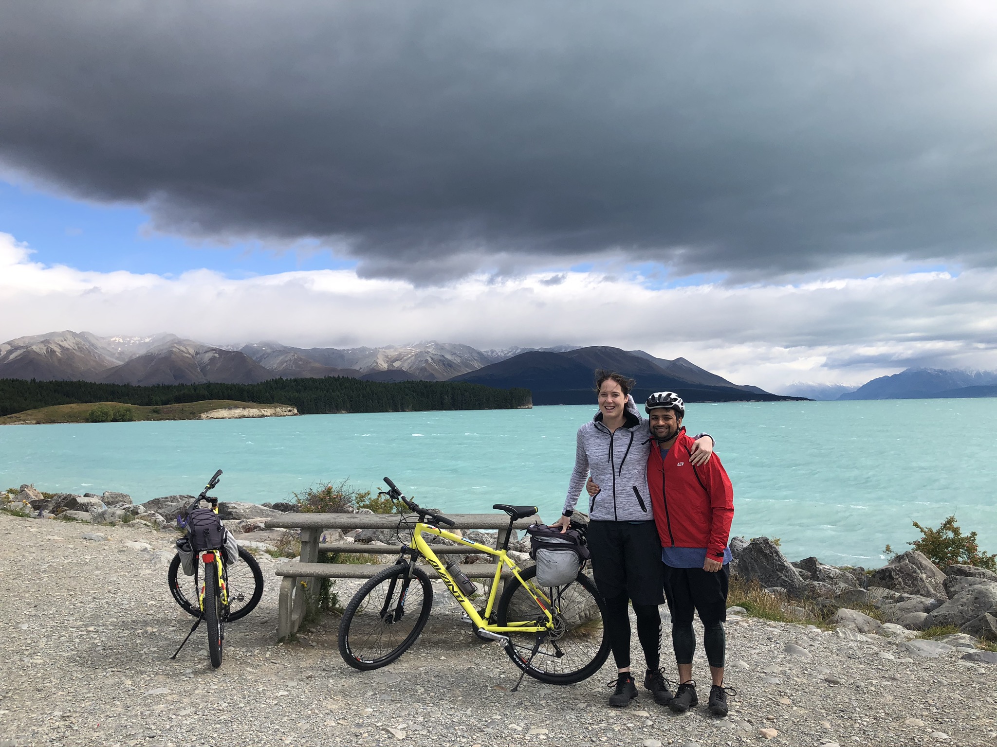 Jd and Em at Lake Pukaki (windy!)